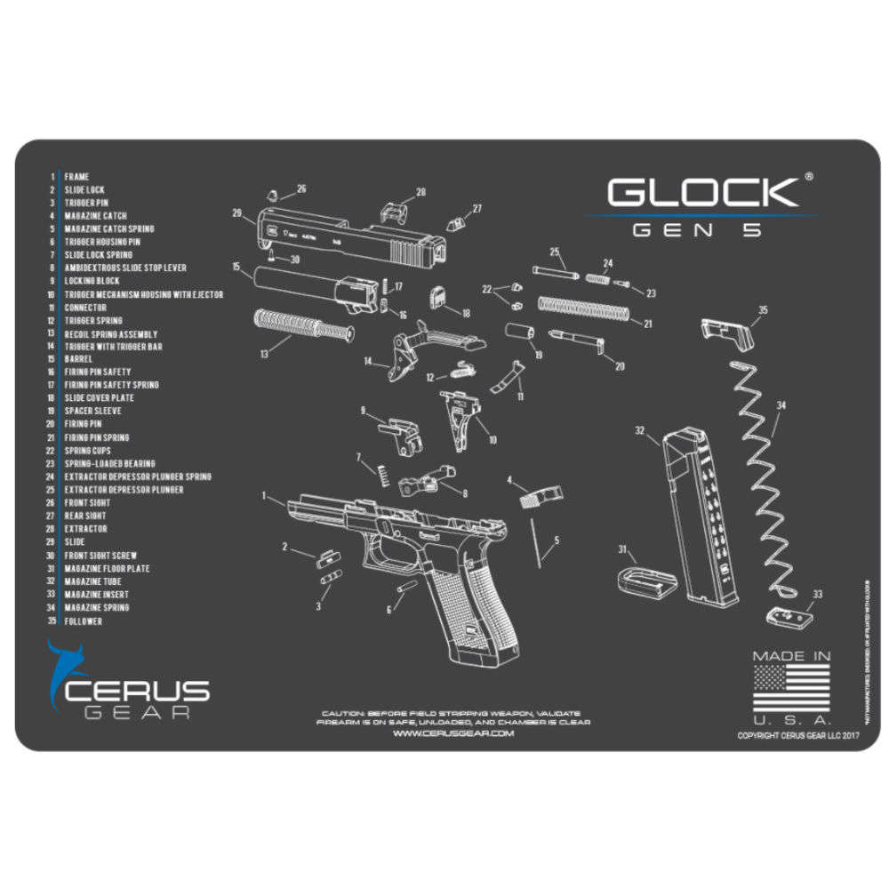 Cleaning Equipment Cerus Gear 4.50" GLOCK GEN 5 SCHEMATIC GRAY • Model: 4.50"